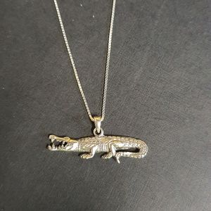 Sterling silver alligator necklace